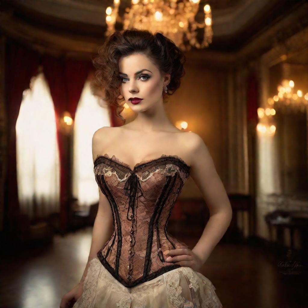 Elegant Woman in Vintage Corset Portrait