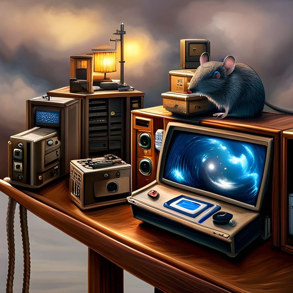 Mice Family Living in Computer: Hyperdetailed CGI Render