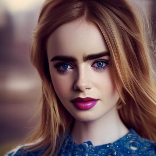 Hyperrealistic Portrait of a Blonde Woman with Blue Eyes