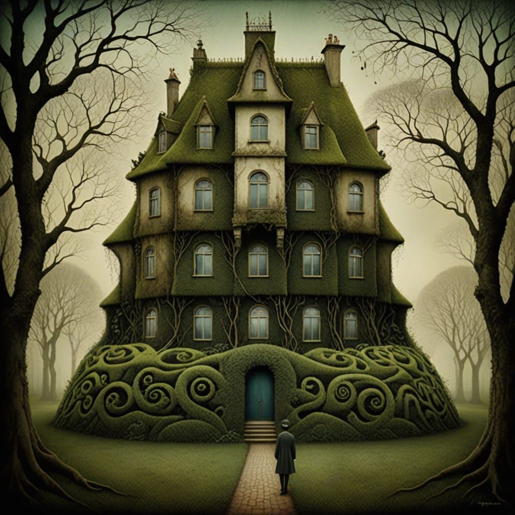 Earth Symbolized as a Whimsical Hedge Maze House
