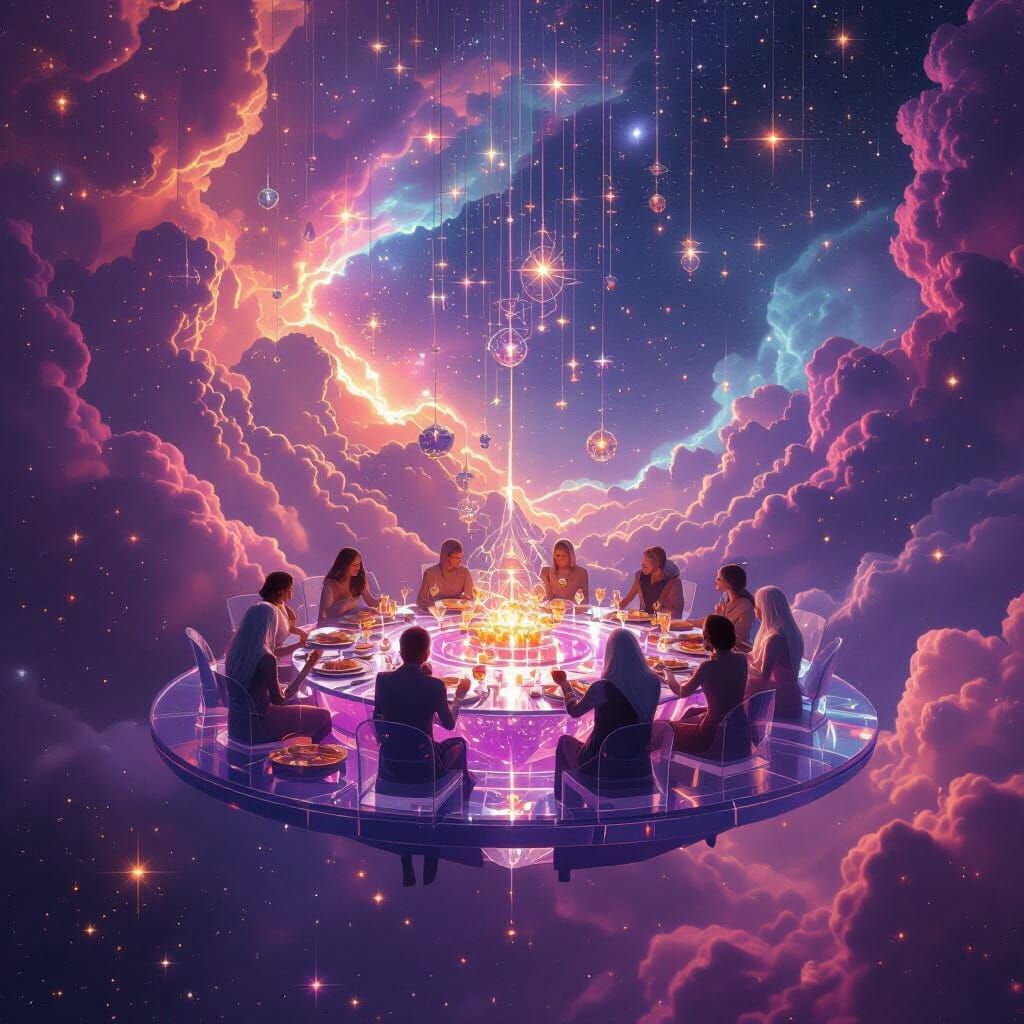 Nebula Banquet with Guests in Comet Garments