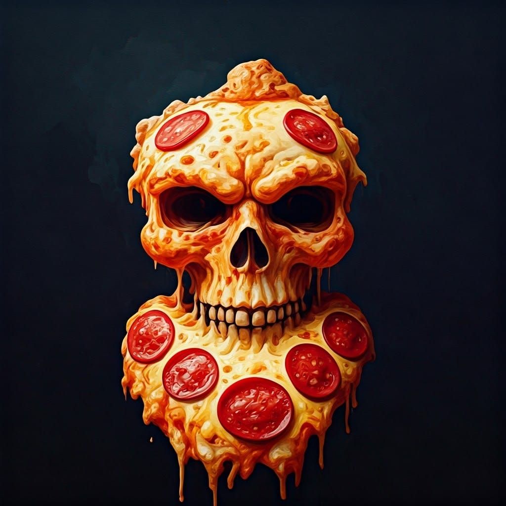 Pizza Topping Creature in Gouache Style