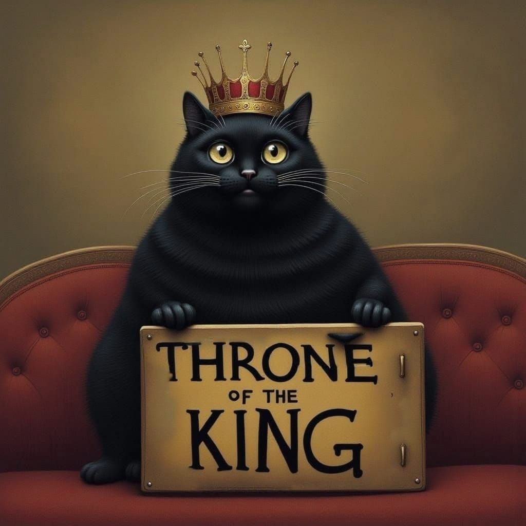 Black Cat King on Throne