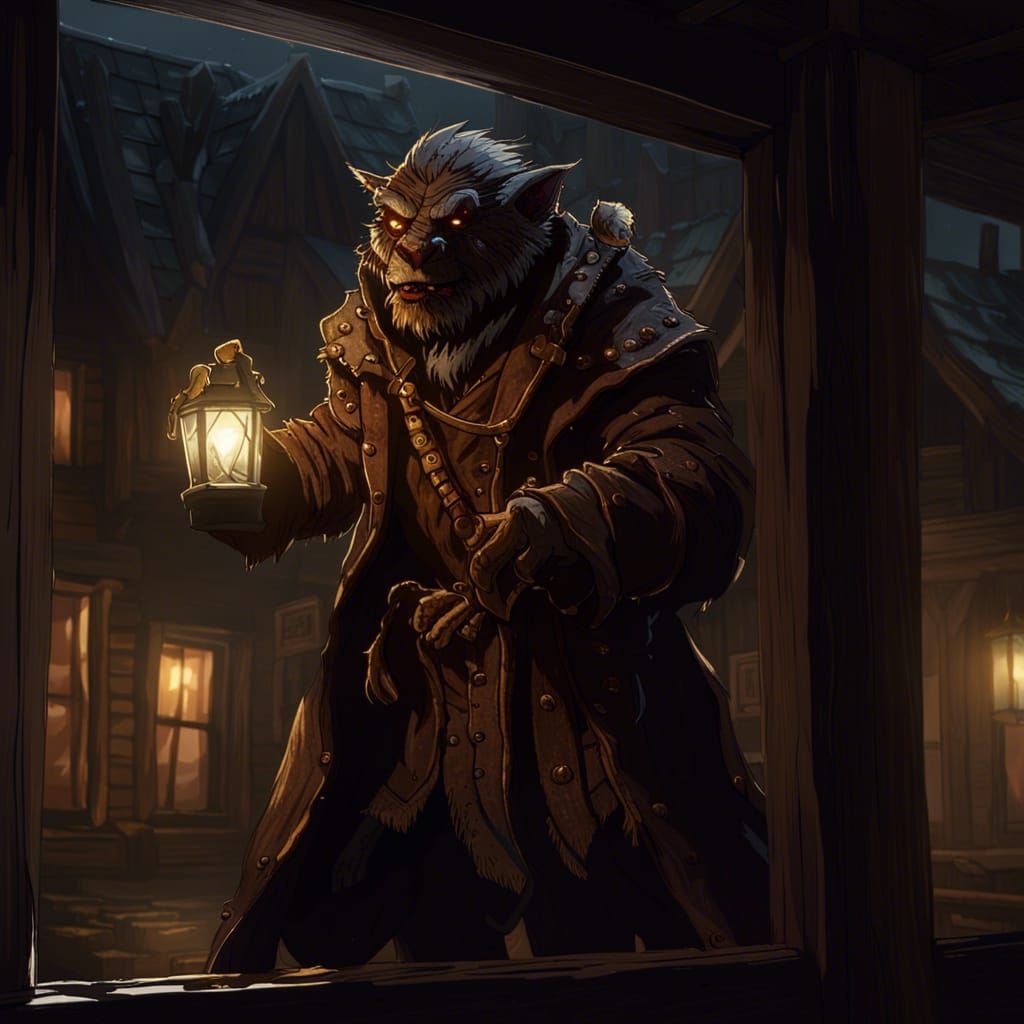 Bugbear Rogue Sneaking In, Detailed Fantasy Art