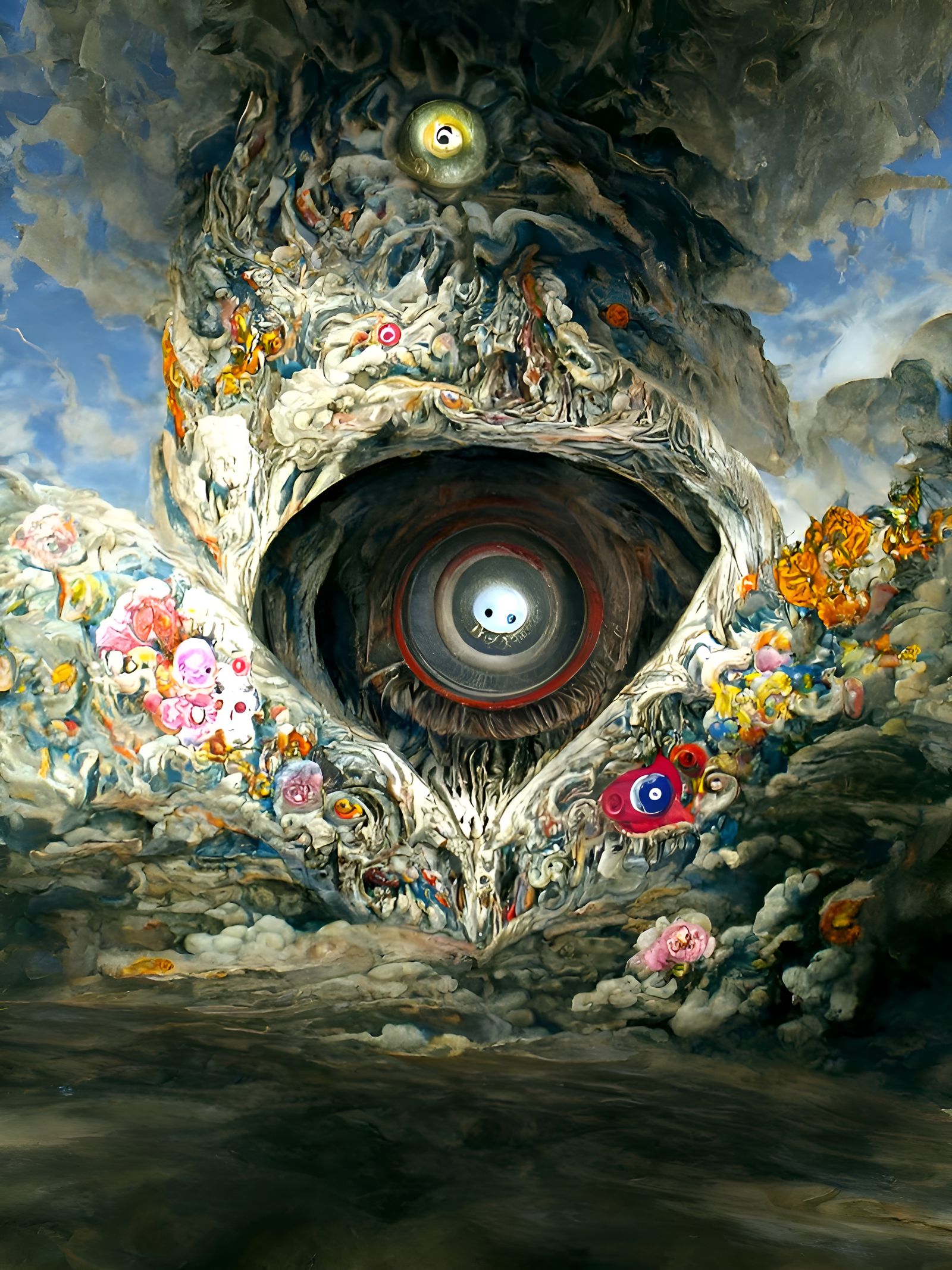 Surreal All Seeing Eye Painting in Hyperrealistic Style