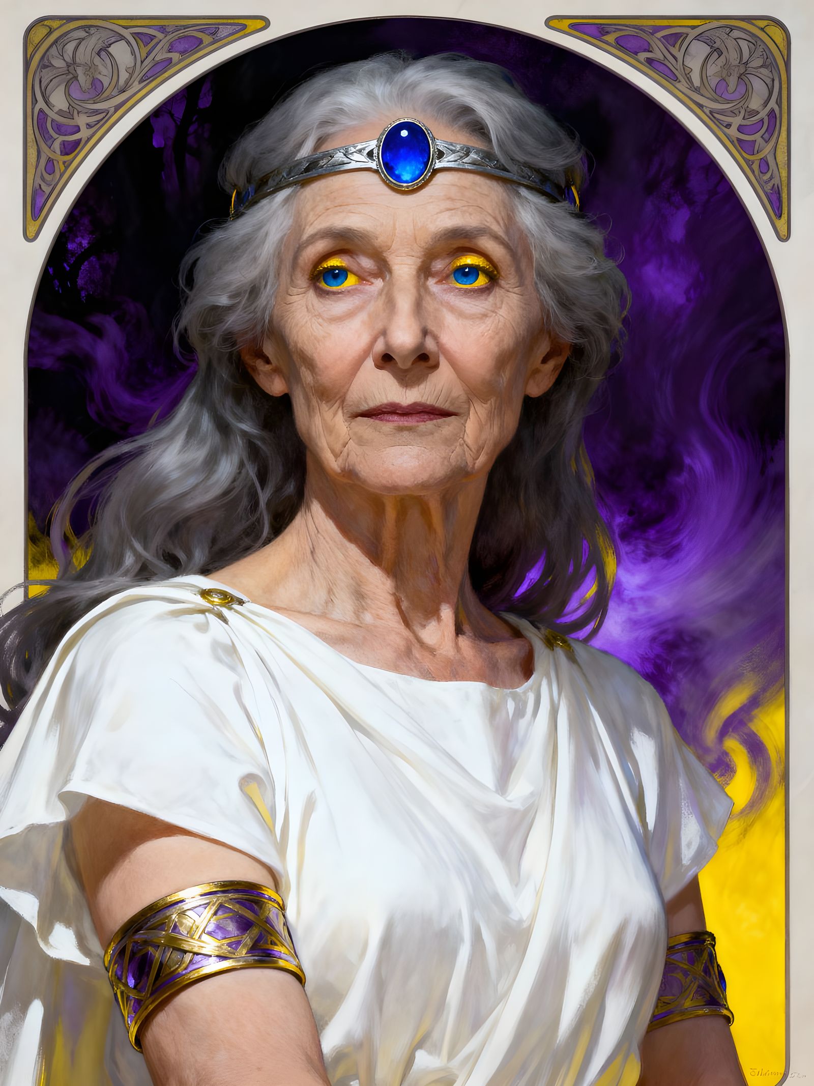 Elegant Older Woman in Dark Fantasy Concept Art
