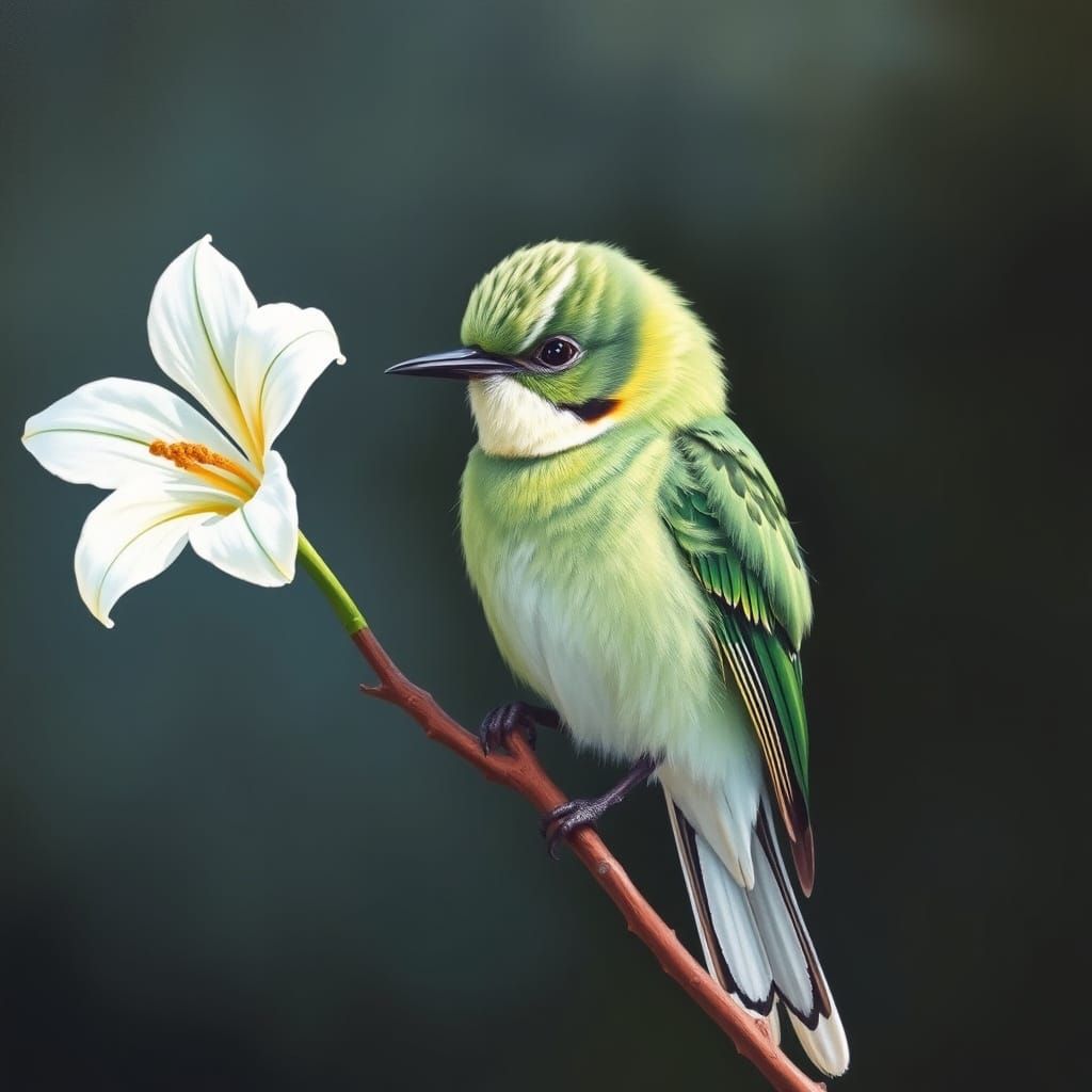 Soft Hued Parrot in Acrylic Aerial Style