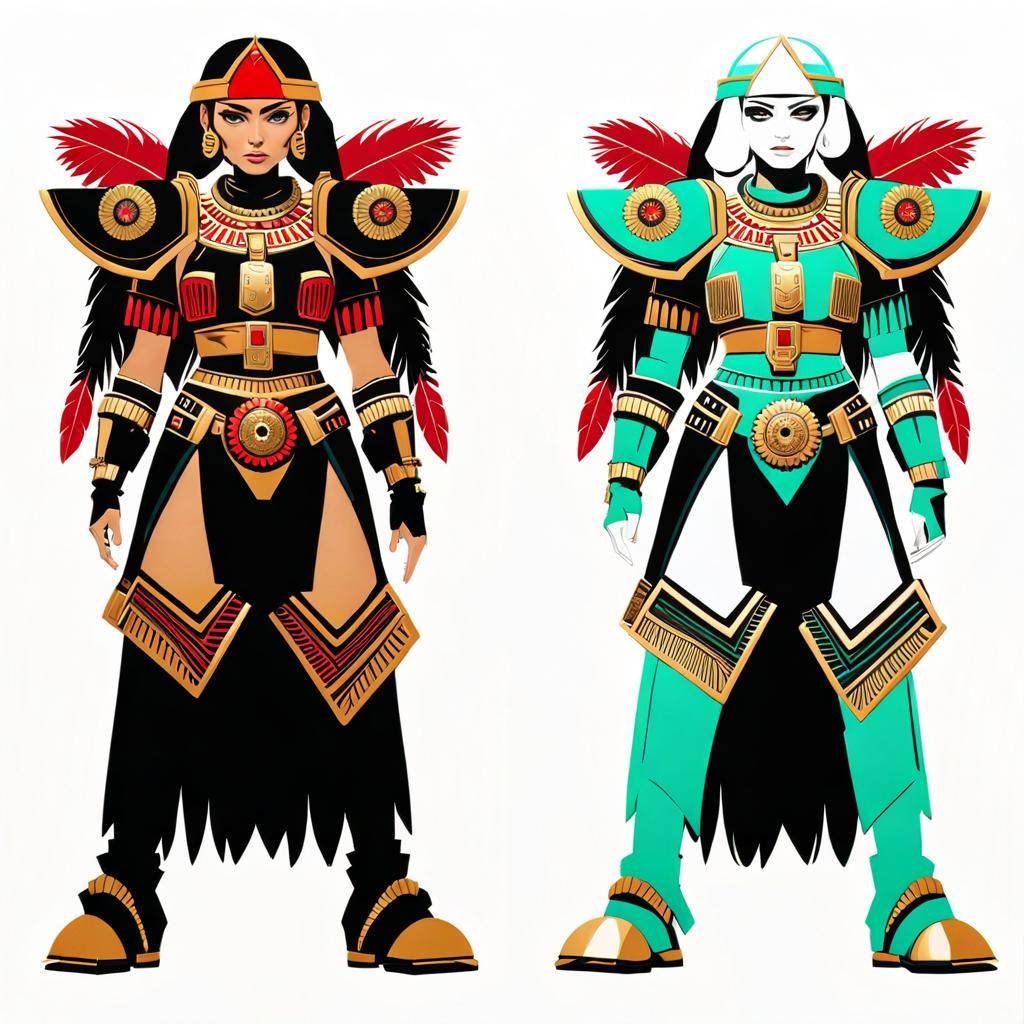 Aztec Goddess in Cyberpunk Armor: Hyperreal 3D Rendering