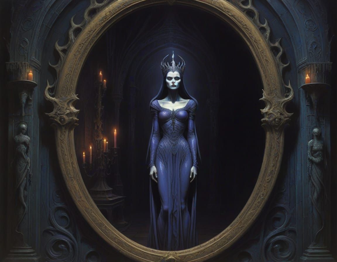 Evil Queen Conjures the Magic Mirror in a Haunting Dark Fant...