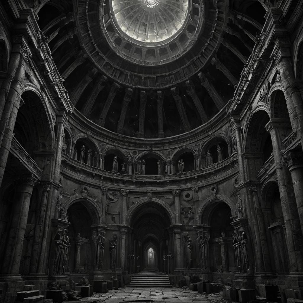 Eerie Gothic Necropolis in Ethereal Light