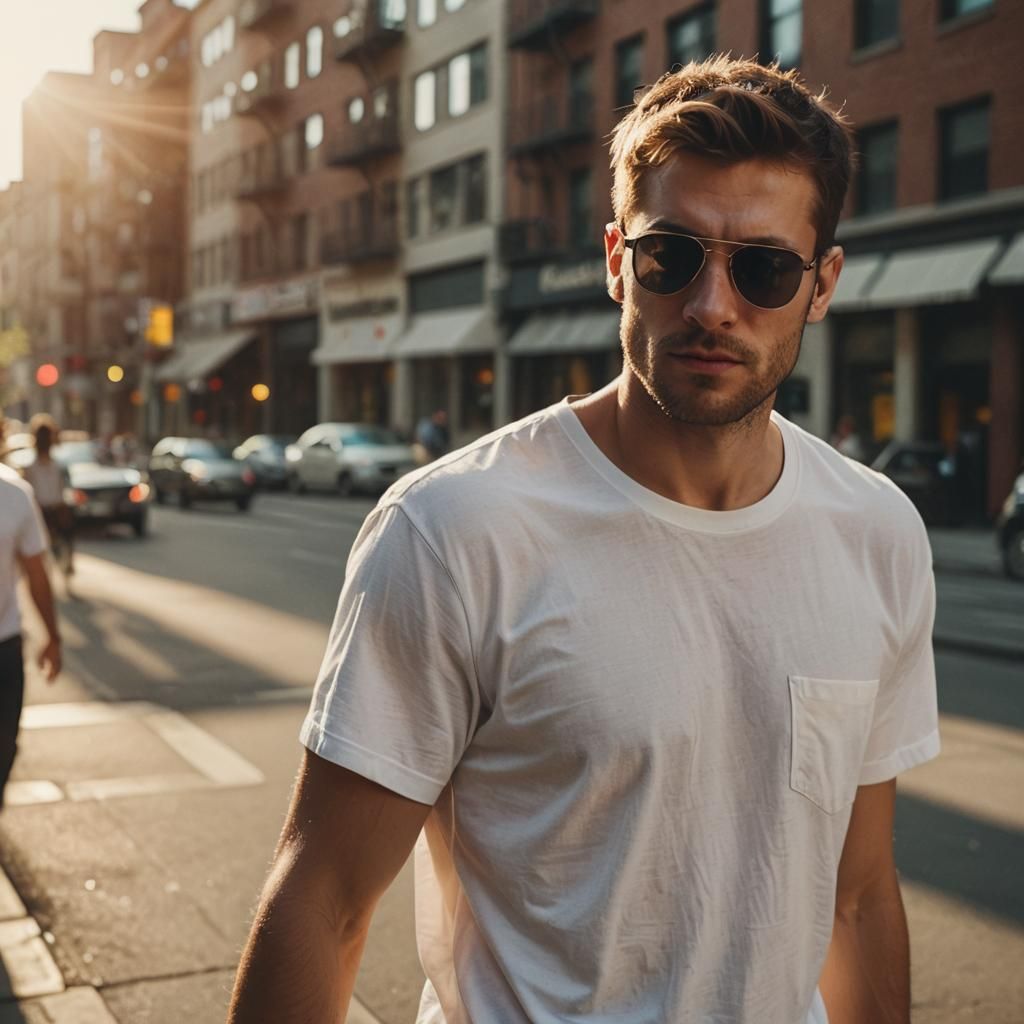 Male Model in Sunglasses: Cinematic Film Still