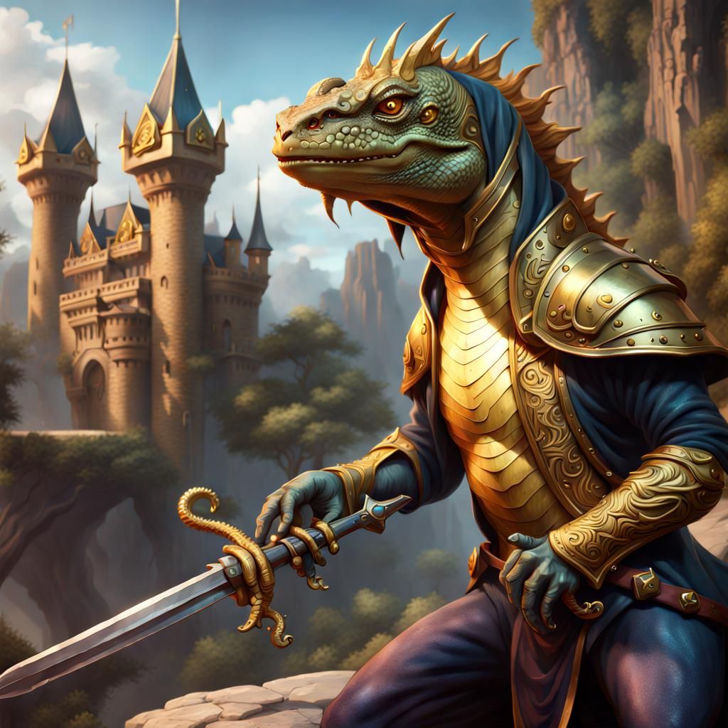 Lizard Prince with Sword: Fantasy Concept Art