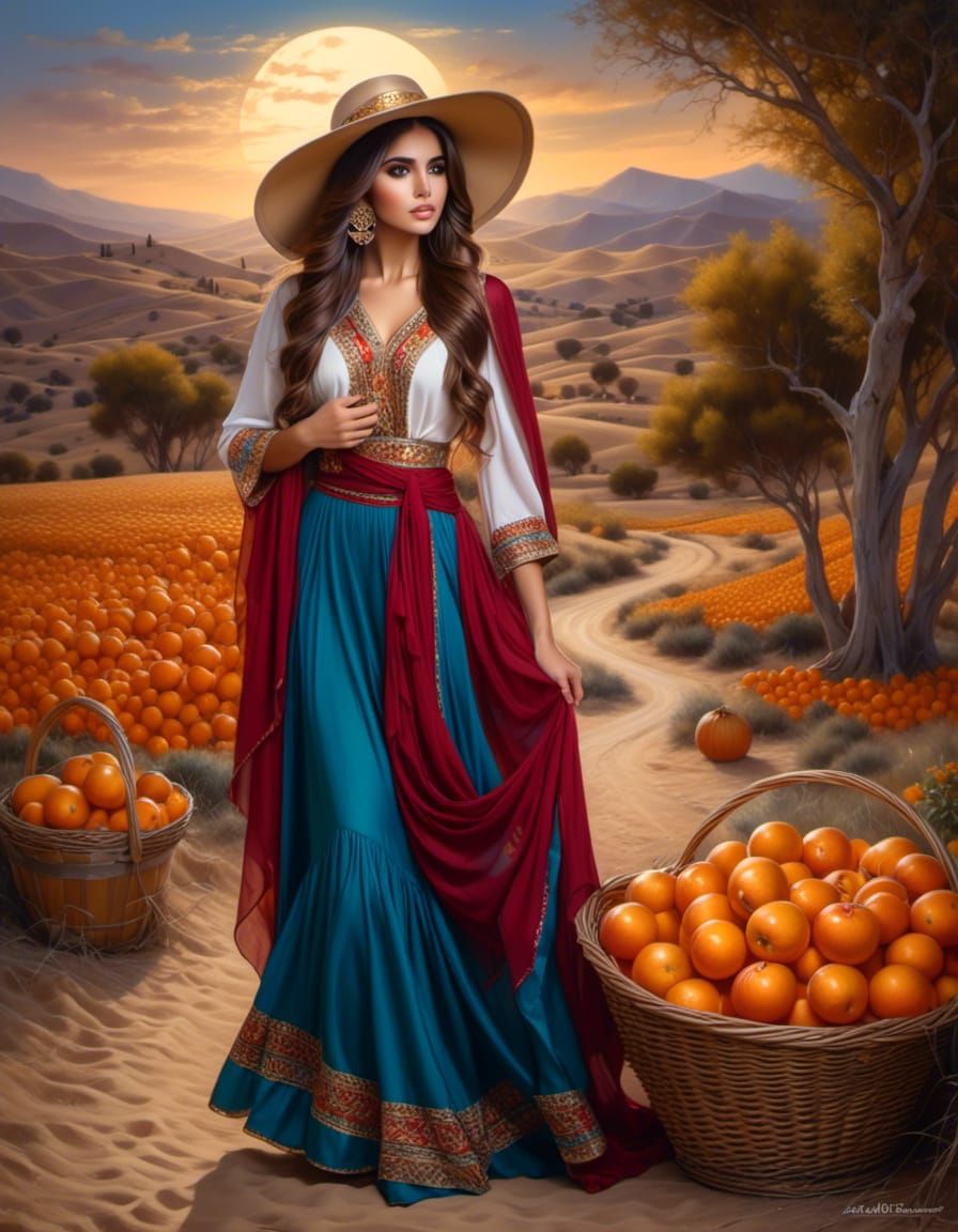 Moroccan Woman Bathed in Harvest Moon Light