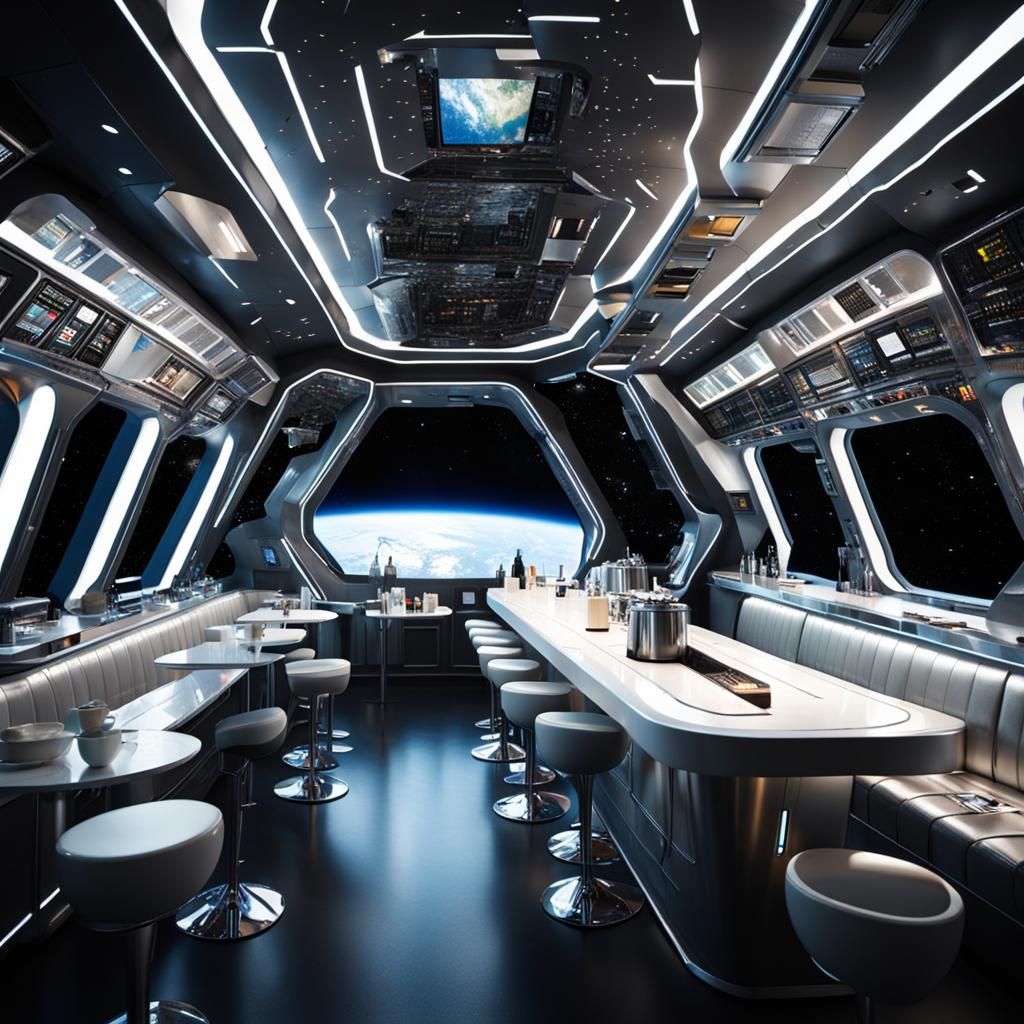 Futuristic Coffee Bar in Space Shuttle