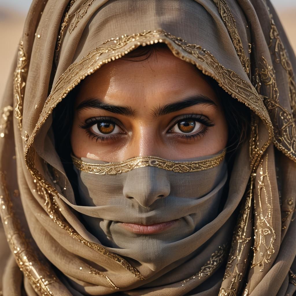 Intense Portrait of Afghan Woman in Niqab