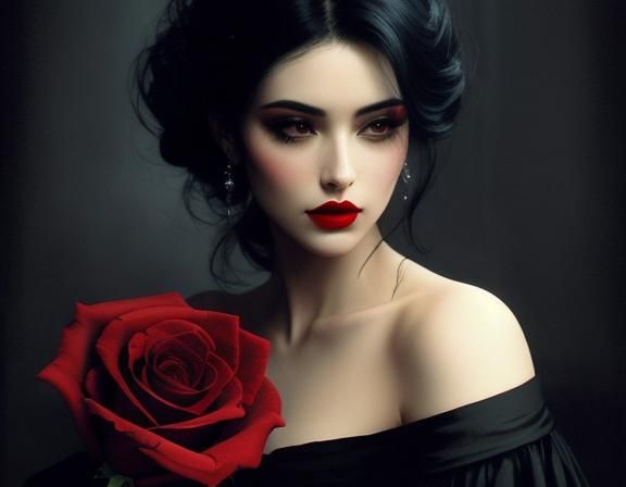 Dark Romanticism Portrait in Film Noir Style