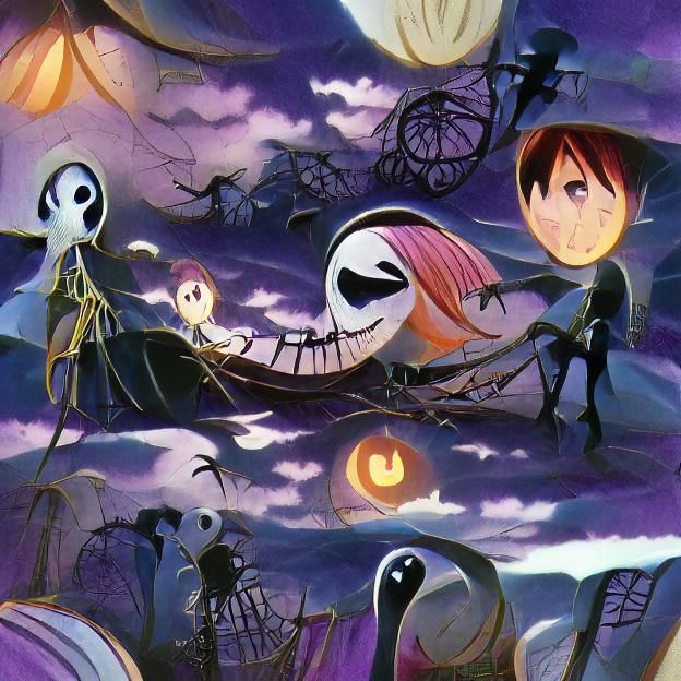 Nightmare Before Christmas Anime Storybook Illustration