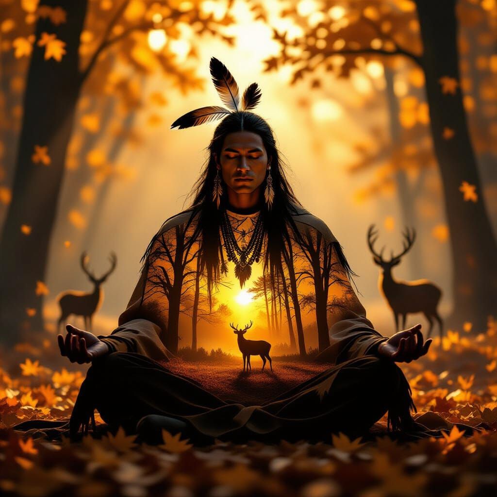 Native Spirit Guide Meditation in Autumn Forest