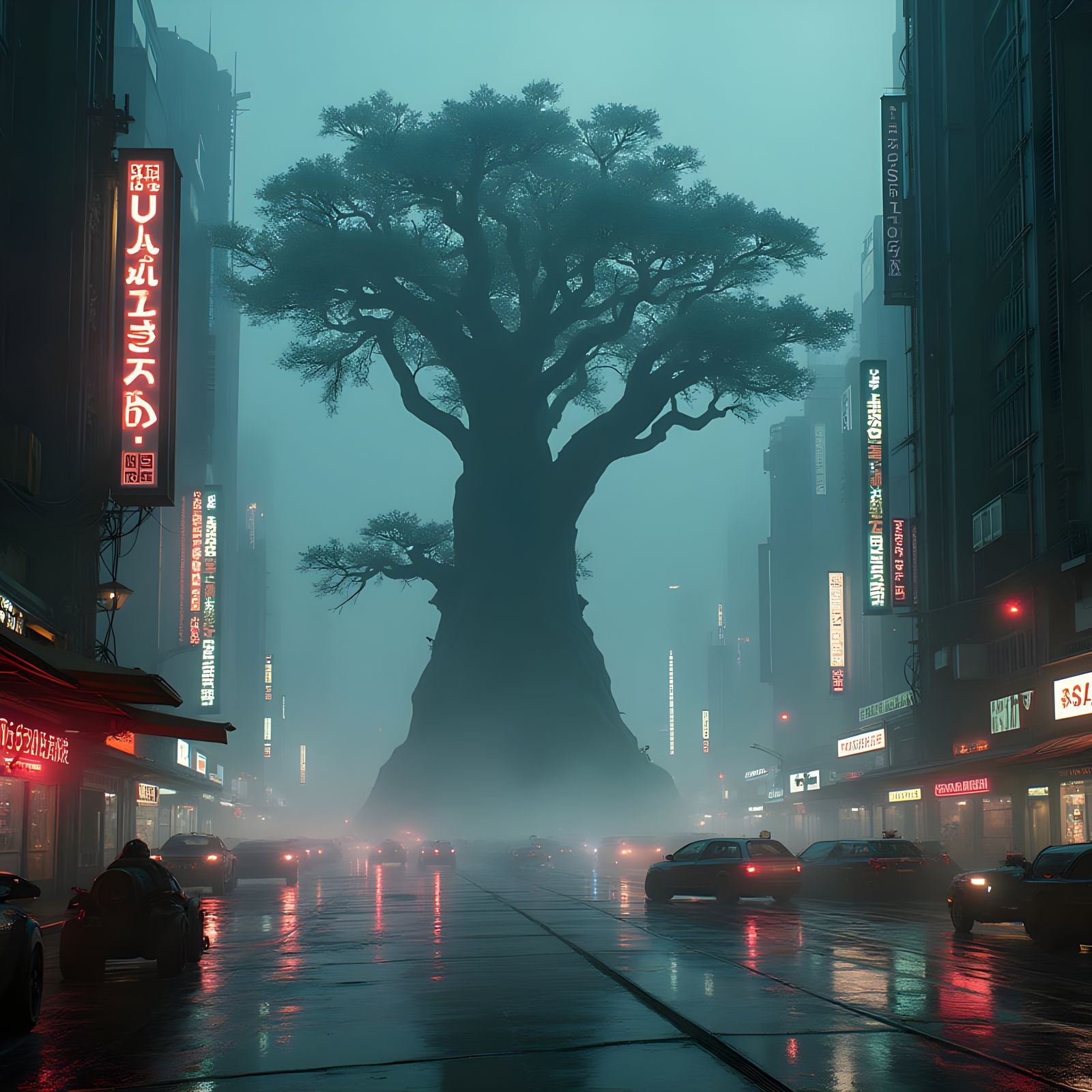 Cyberpunk Battle for the Sky City