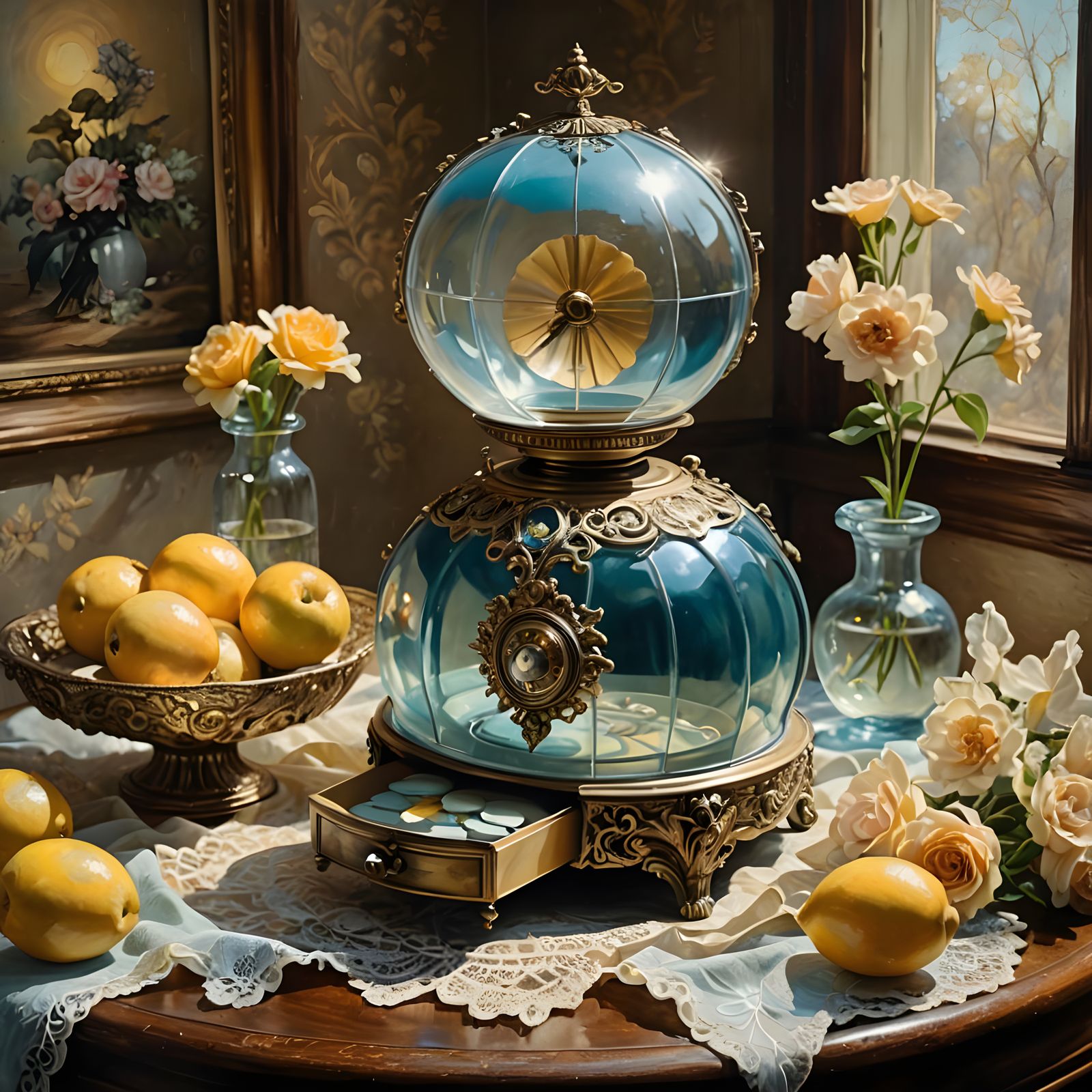 Victorian Music Box in Surreal Impasto Style