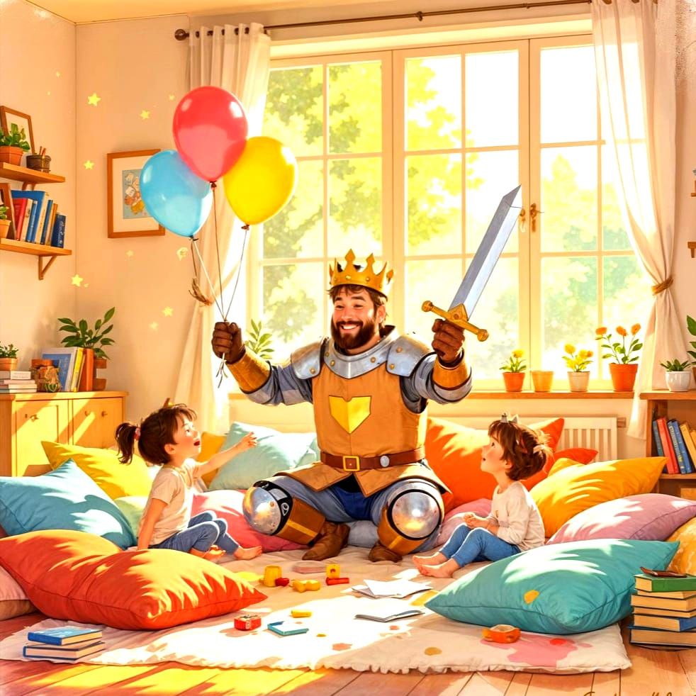 Ghibli-Inspired Knight: Family Fun in Watercolor