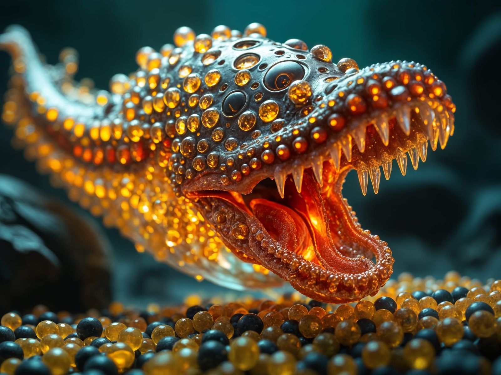 Beaded Dimetrodon with Cosmic Horrors in Digital Art