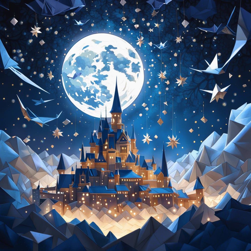 Origami Night Sky in Digital Art Style