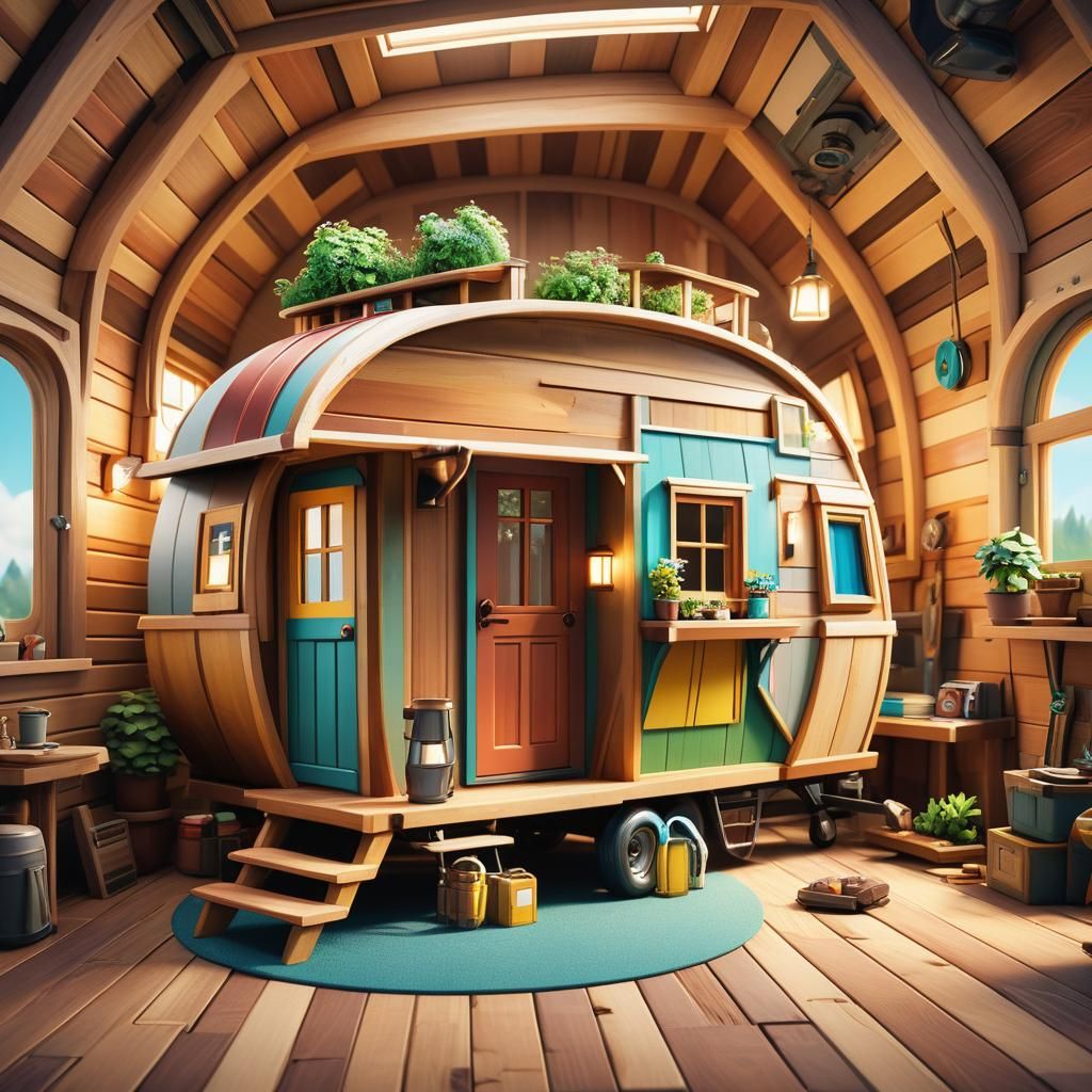 Tiny house made of recycled wood carpenter project camper tr...