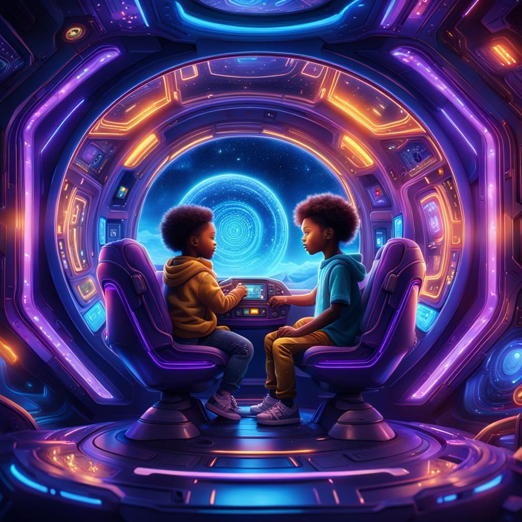 Child in Glowing Toy Spaceship: Sci-Fi Concept Art