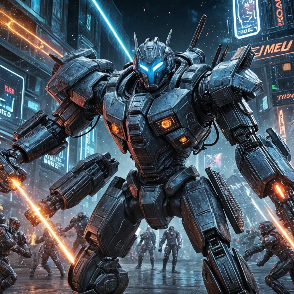 Futuristic Mechs Battle in Caged Arena