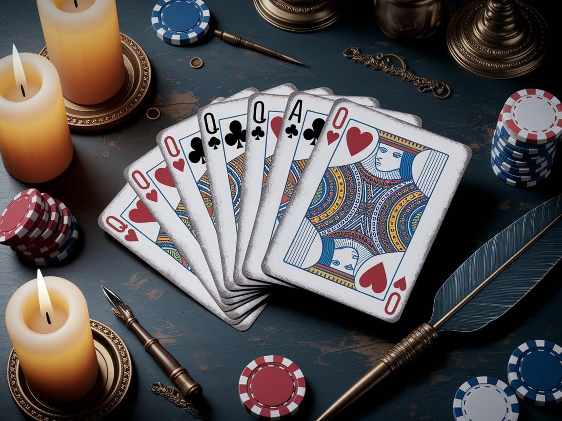 Fantasy Stack of Antique Playing Cards with Burnt Edges