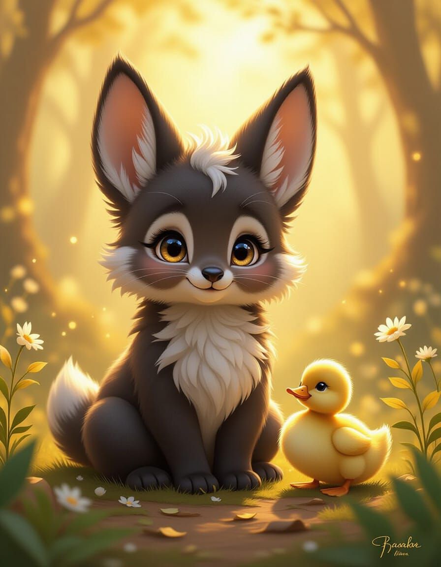 Whimsical Baby Anubis in Enchanted Forest