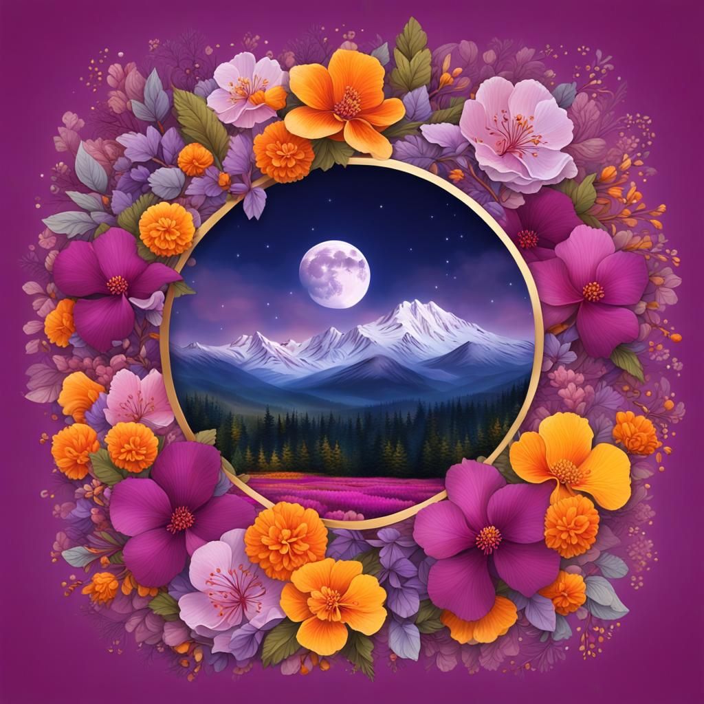 Majestic Edenic Landscape with Jacaranda in Fantasy Art