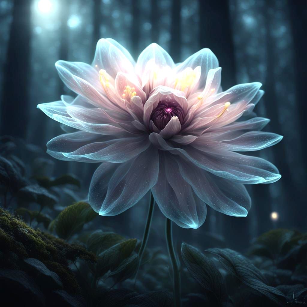 Ethereal Ghost Flower: A Translucent Bloom