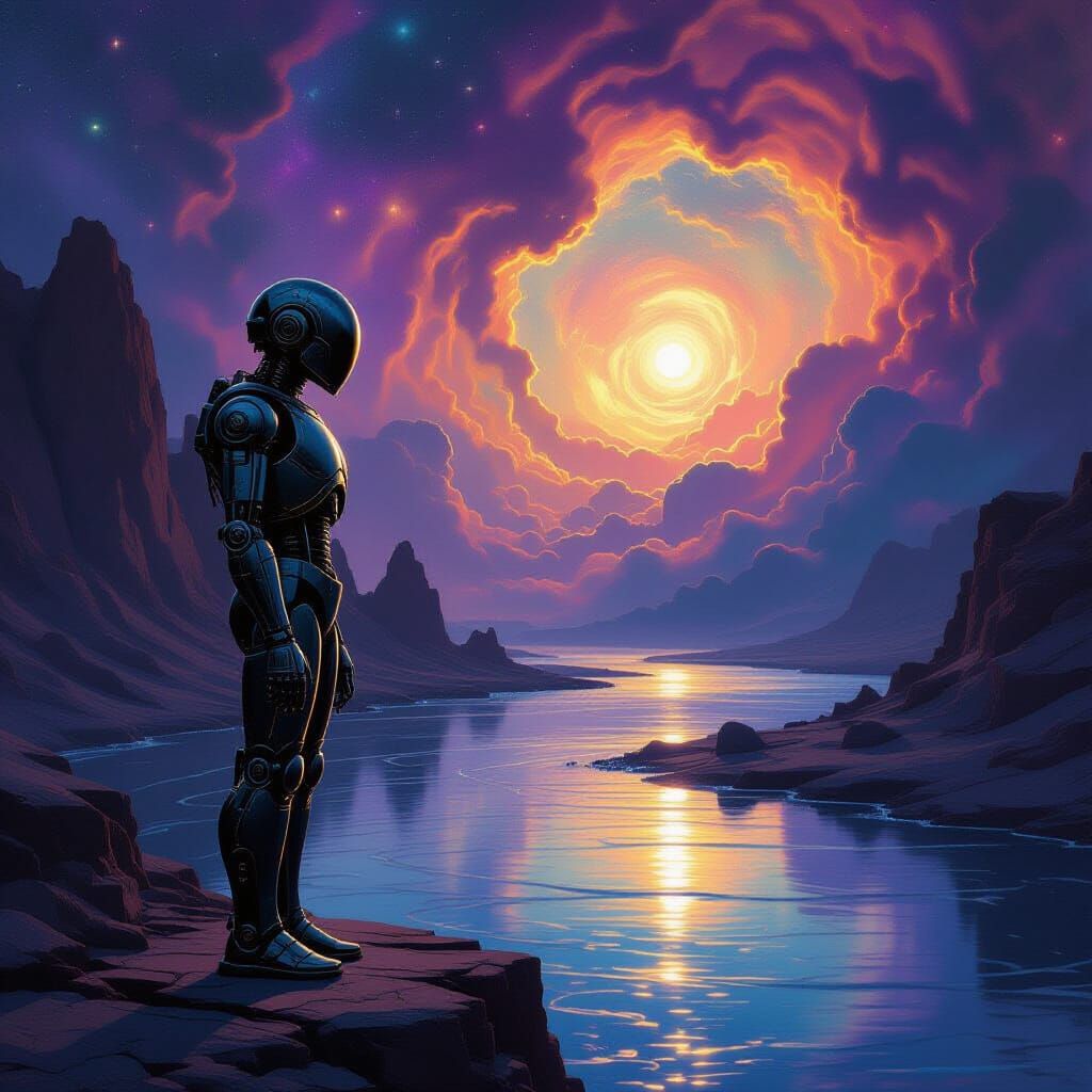 Ancient Automaton by Cosmic River in Surreal Style