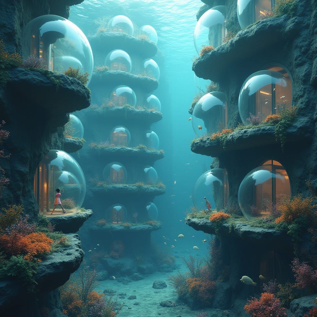 Underwater Apartment Complex in Detailed Matte Painting Styl...