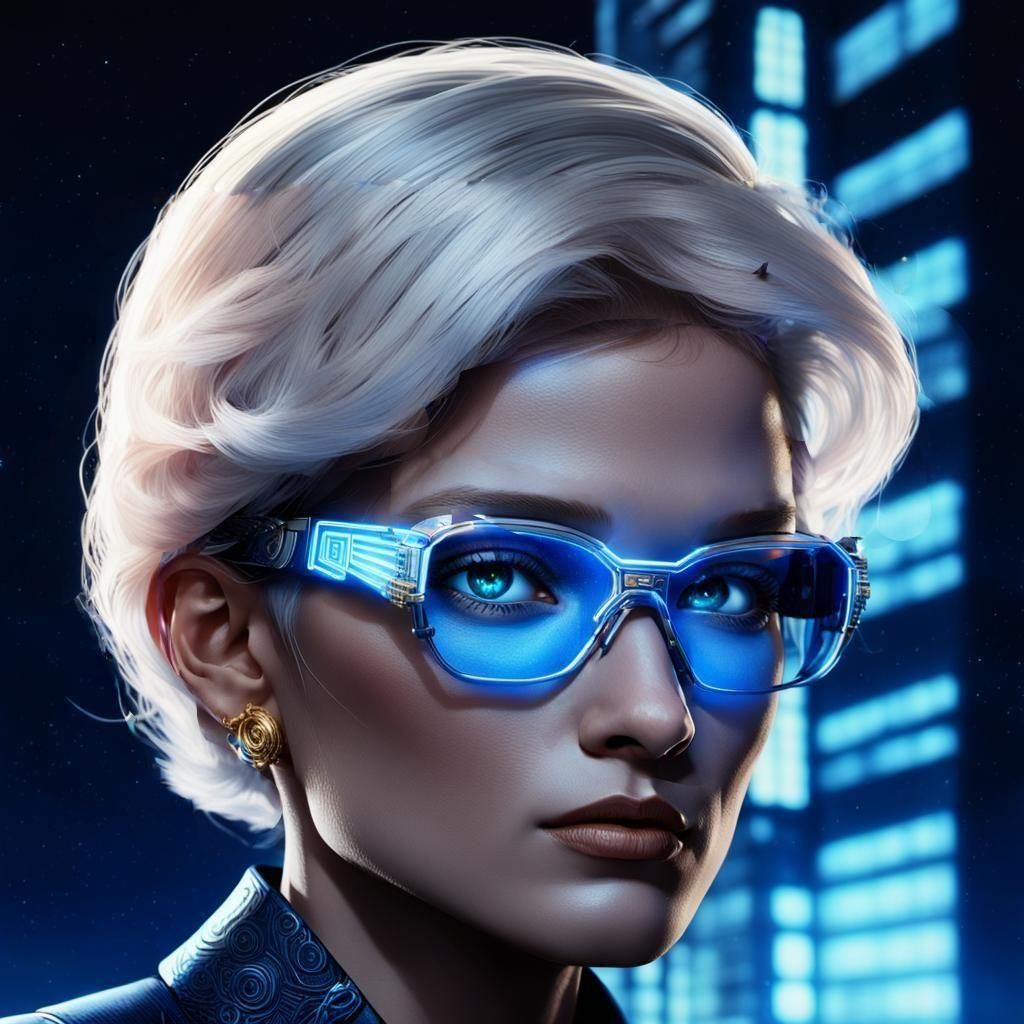 Futuristic Woman with Jewelry: Detailed Matte Painting