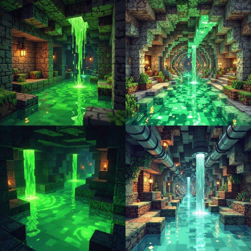 Minecraft Sewer Scene With Green Water