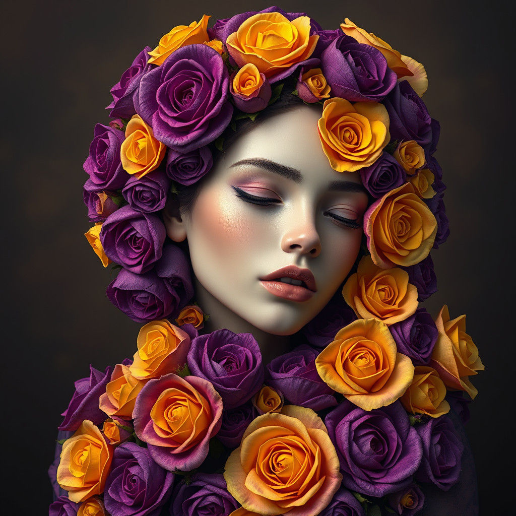 Floral Woman: A Rose Portrait in Digital Art