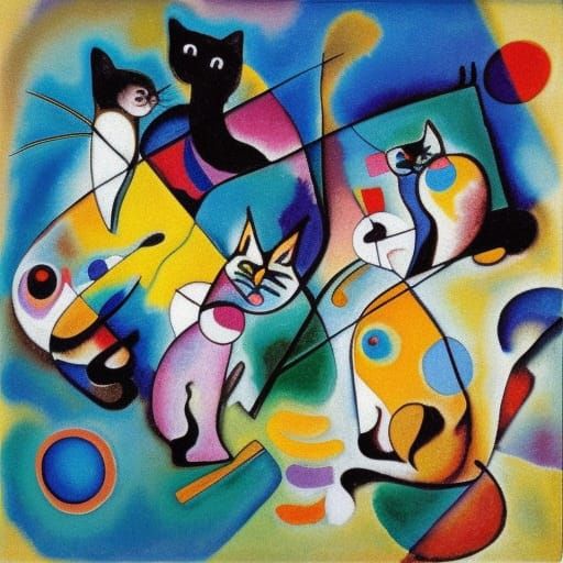 Abstract Cats Inspired by Kandinsky