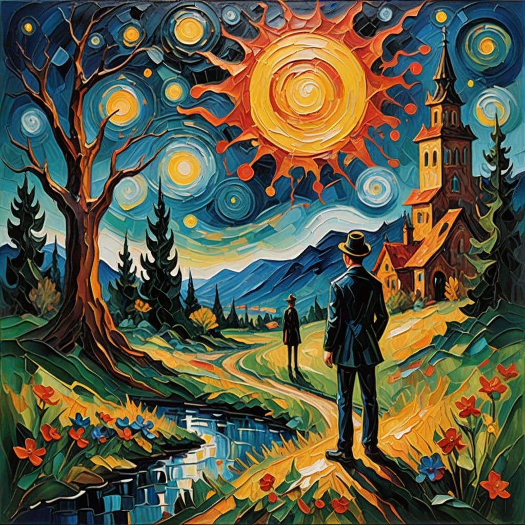 Cosmic Kobolds in Neo-Impressionist Oil Painting Style