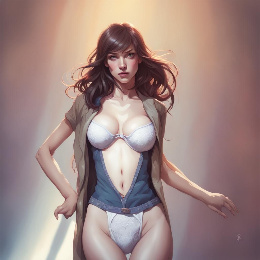 Cute Woman Portrait in Hyperdetailed Digital Art