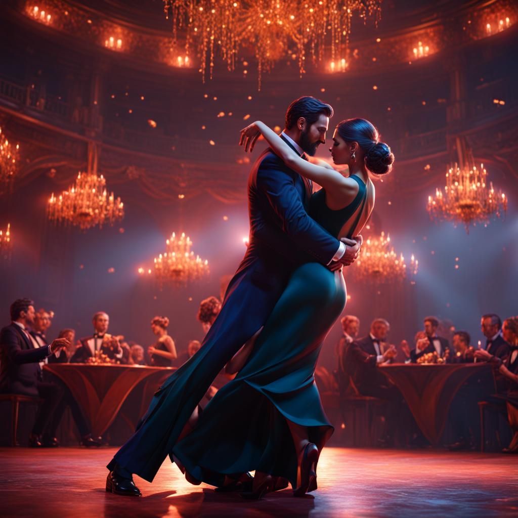 Passionate Tango Dancers in Hyperreal Detail