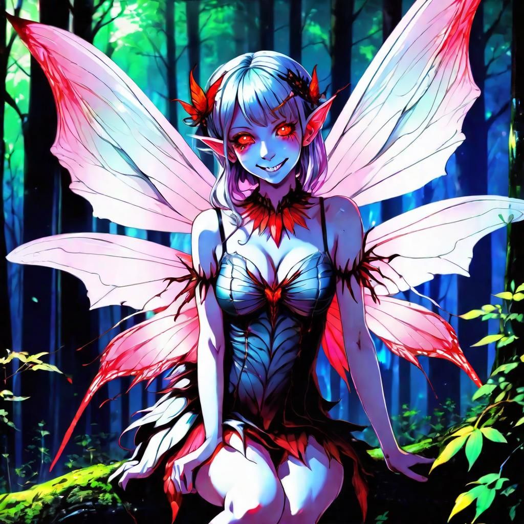 Menacing Forest Fairy in Anime Style
