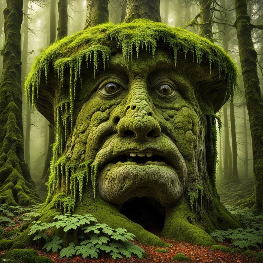 Magical Stone Face Monument in Whispering Woods