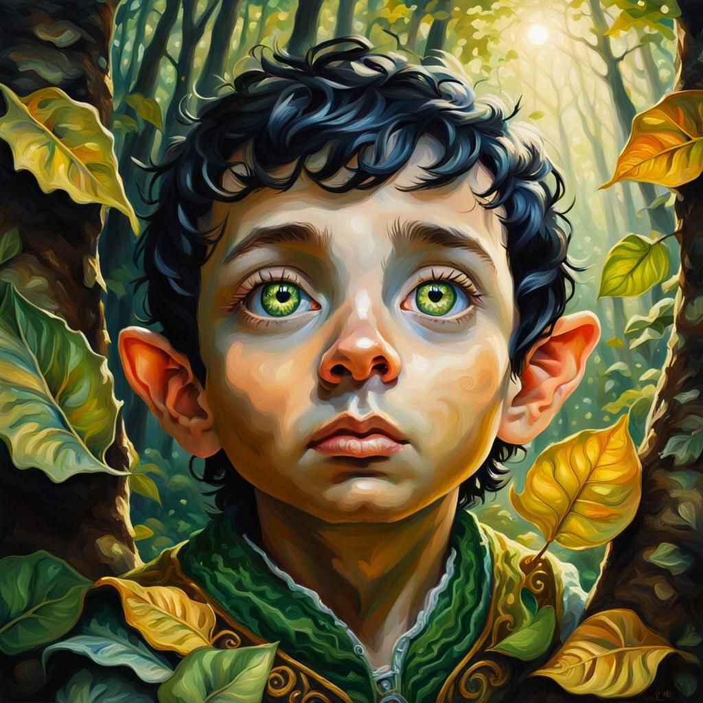 Fantasy Elf Portrait in Vibrant Oil Painting