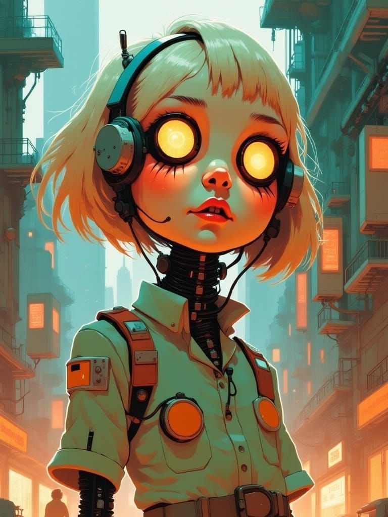 Cyberpunk Ragdoll in Dystopian Ruins Illustration