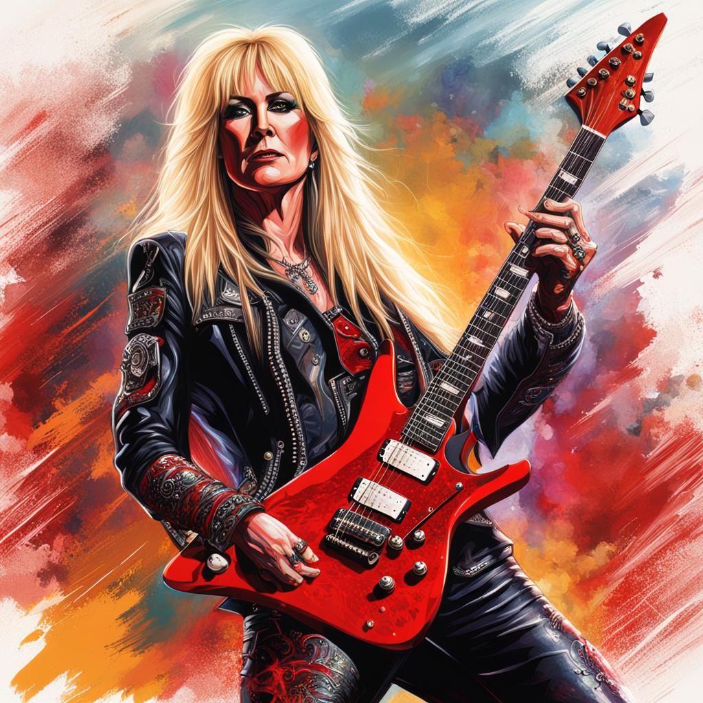 Dynamic Guitarist in Concert: Splash Art Style