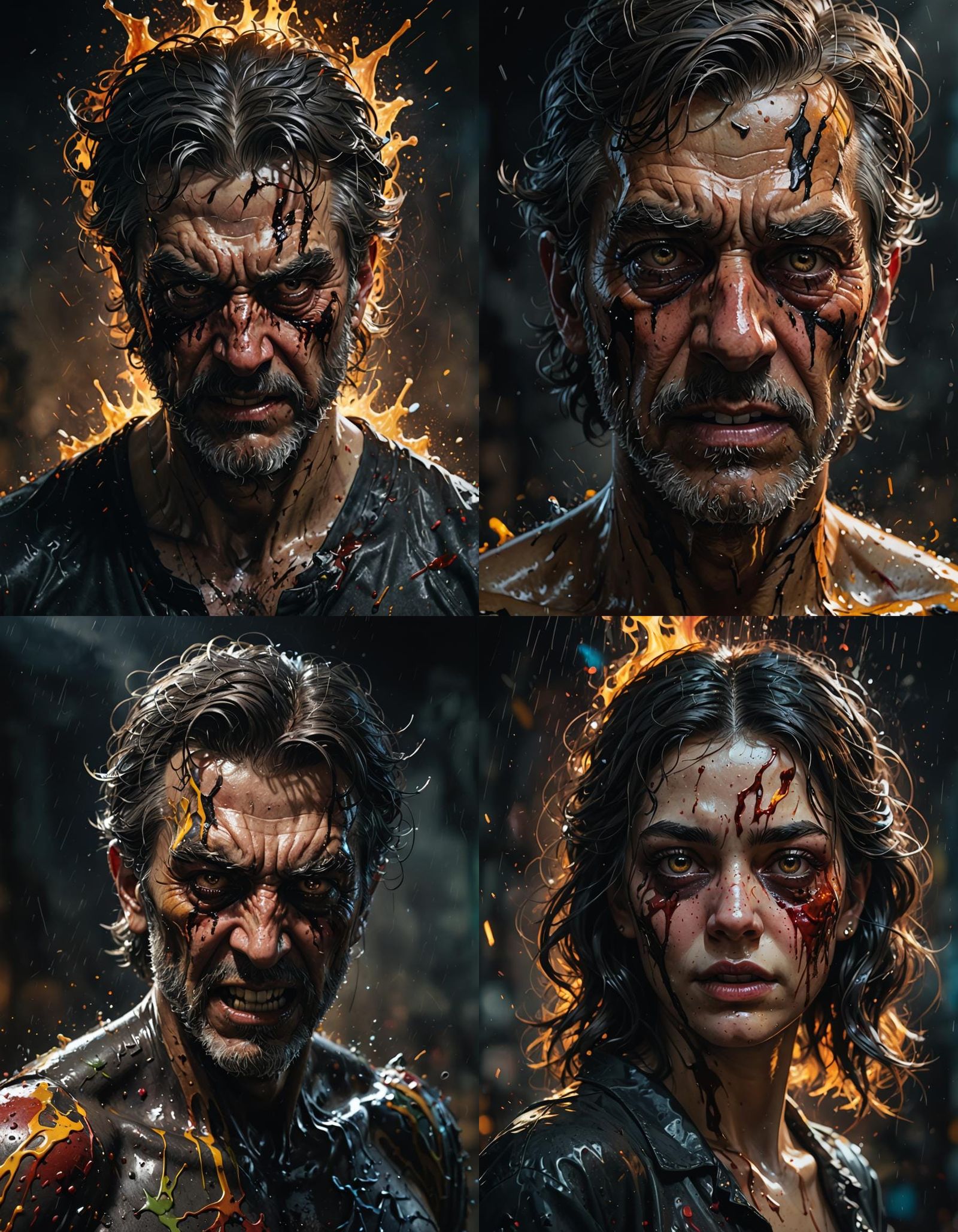 Dramatic Face in Hyperrealistic Splash Art Style