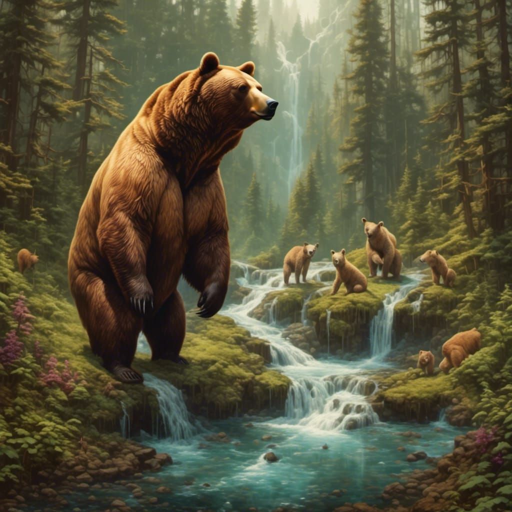 Stylized Fiery Bear Illustration